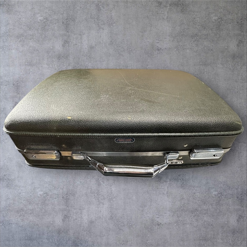 Vintage American Tourister Dark Green Tiara Hard Case‎ Luggage 21 X 15 X 7